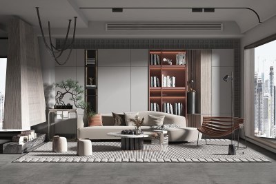 现代家居客厅3D模型下载
